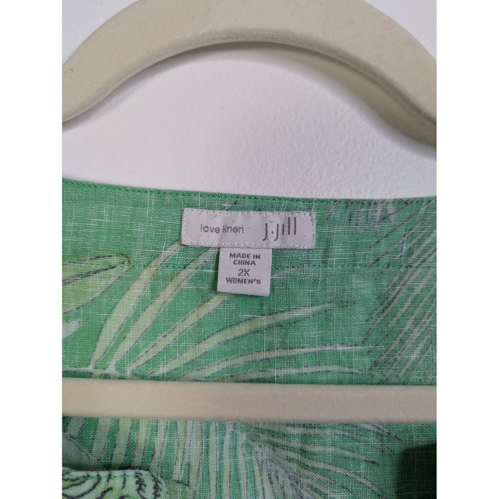 J Jill Love Linen Dress 2x Floral Resort Wear Beach Summer Tropical - Picture 2 of 7
